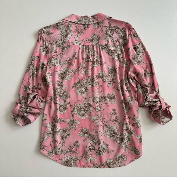 Tommy Hilfiger Floral Print Woven Long Sleeve Point Collar Blouse Size L - Picture 5 of 6